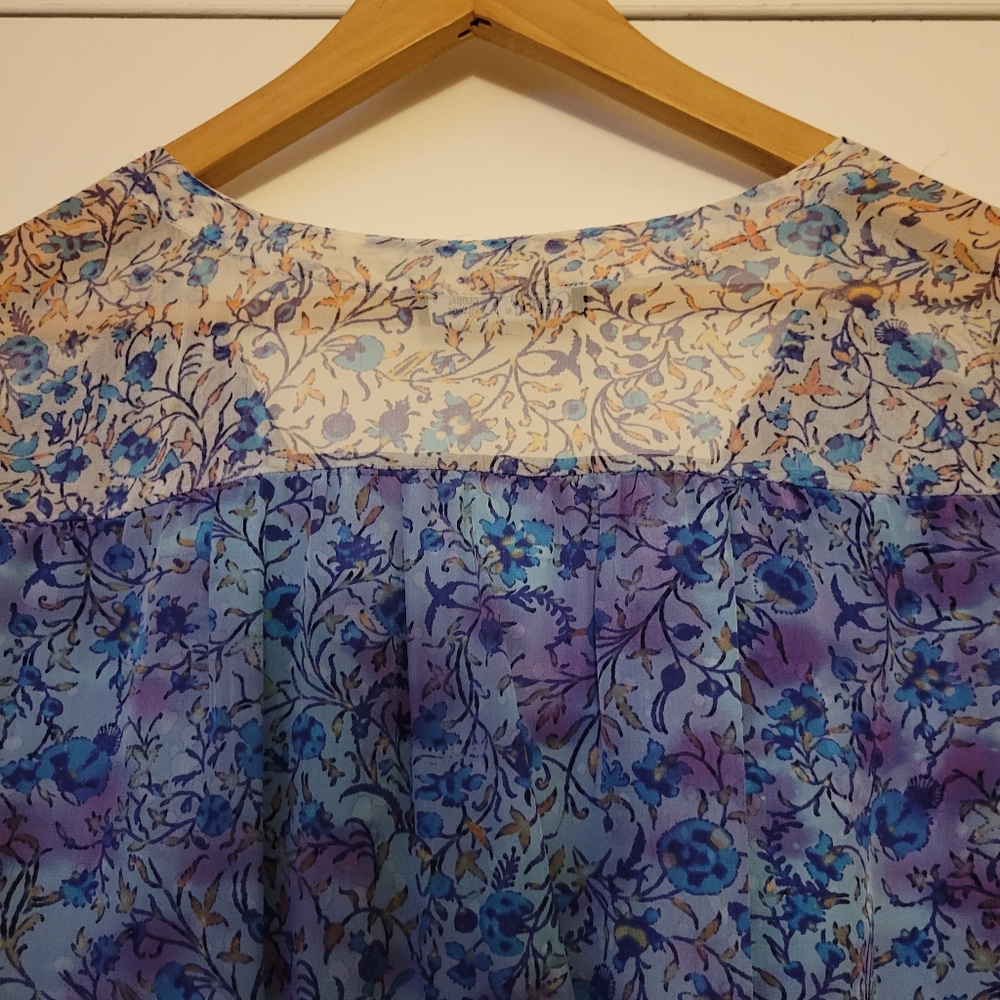 Gypsy 05 Floral Long Sleeve 100% Silk Blue Romper Size Small - Picture 16 of 16